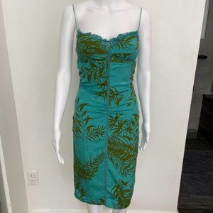 Nicole Miller, Blue Turquoise Strap Silk Midi Dress, Size 4